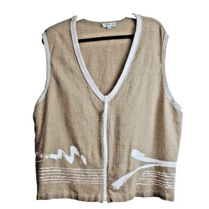 K.D. Spring Womens‎ XL Top Layering Vest Art To Wear Lagenlook Bohemian Painted